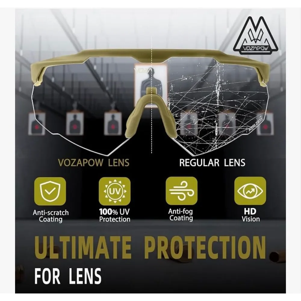 VOZAPOW Shooting Glasses Anti Fog with High Definition Lenses, ANSI Z87+ Certifi